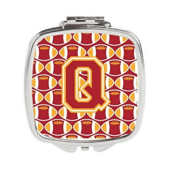 Letter Q Football Cardinal & Gold Compact Mirror