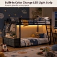 thumbnail image 2 of Zimtown Twin-over-Twin Bunk Bed with Storage Drawer and LED light, Low Profile Bed Frame with Charging Station, Black, 2 of 8