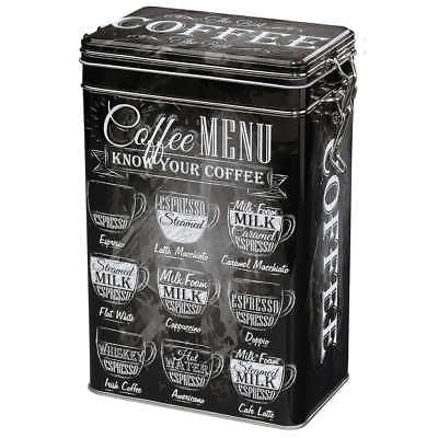 Zassenhaus Coffee Storage Tin with Silicone Seal - Coffee Menu /