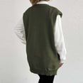 thumbnail image 5 of Womens Open Front Cardigan Vest Knitwear Button Down Casual Sweater Vests Loose Split Knitted Sweaters Army Green, Free Size, 5 of 6