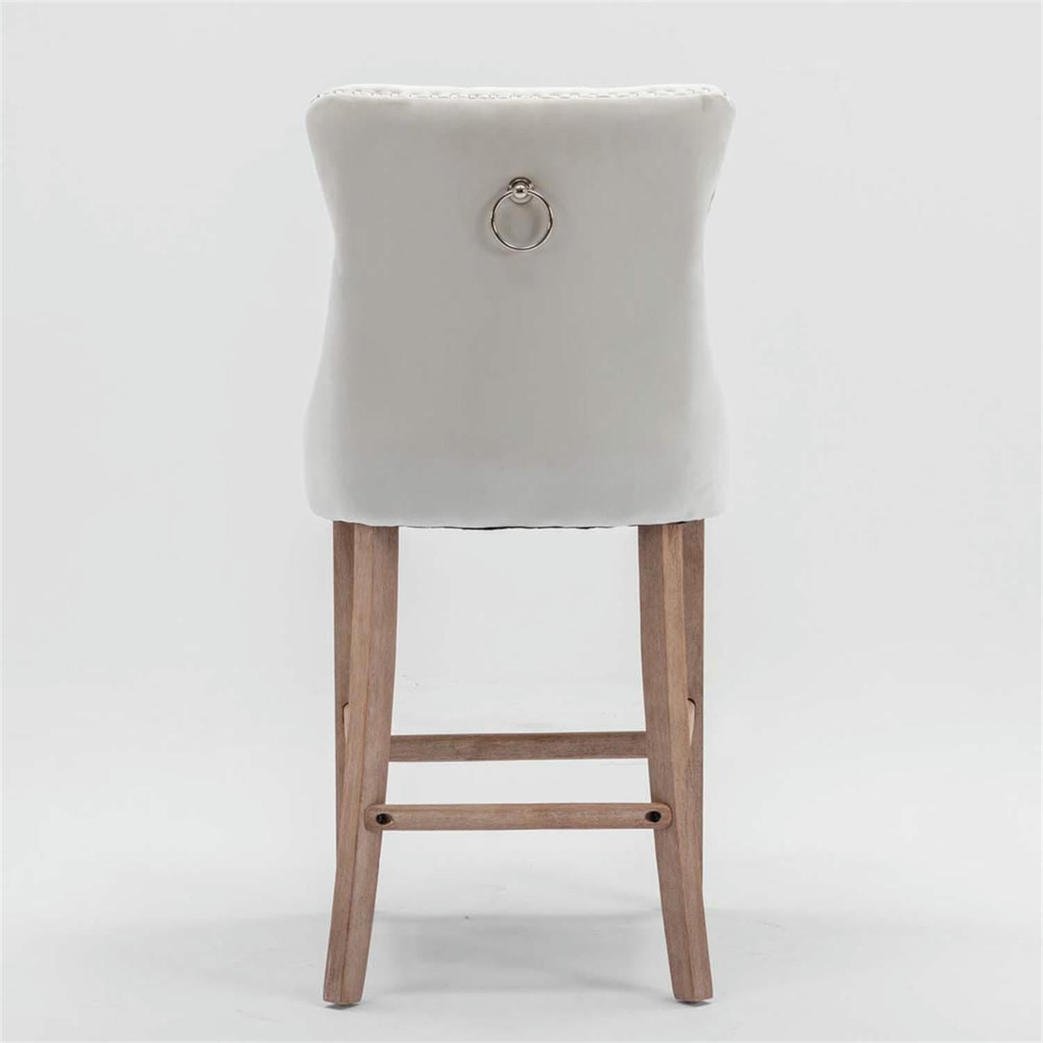 Demi Bonn 40" Counter Height Bar Stools Set of 2, Velvet Upholstered Barstools with Back, Kitchen Island Countertop Chairs for Dining Room, Beige