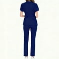 thumbnail image 4 of Wutalume Women's Comfortable Solid Color Short Sleeve Scrub Set, V-Neck Top and Drawstring Pants, Healthcare Work Uniform,Navy S, 4 of 5