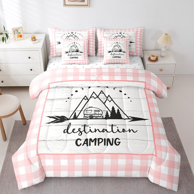 Erosebridal Rustic RV Car Bedding Queen Comforter Set, Camper Down Comforter, Jungle Adventure Decor, 7 Pieces