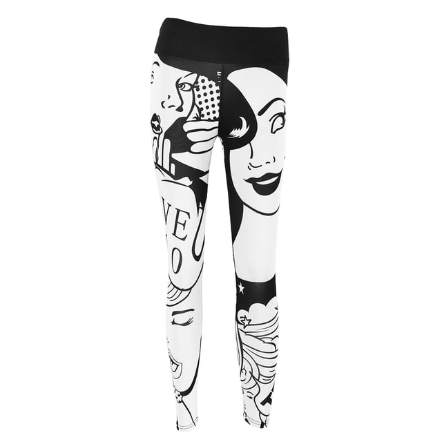 Mujeres Deportes AMOR Impreso Yoga Fitness Leggings Pantalones Entrenamiento Pantalones Atléticos (M)