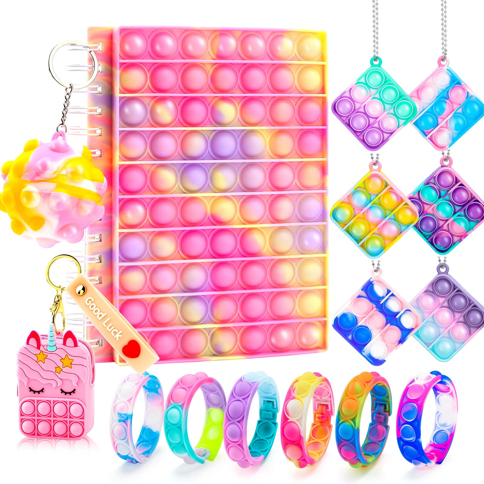 iTechjoy Pop Notebook it Fidget Toy Set 19Pcs, Popit Journal Notebook