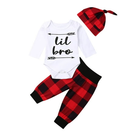 

Newborn Infant Baby Boy Girl Clothes Long Sleeve Letter Romper Bodysuit Tops Cartoon Pants Hat Clothes Outfits Set