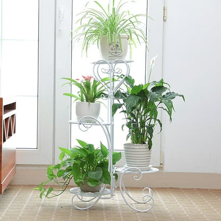 Outdoor Indoor Pot Plant Stand Garden Metal 4 Tier Planter Shelves Outdoor Indoor Pot Plant Stand Garden Metal 4 Tier Planter Shelves Corner Shelf White