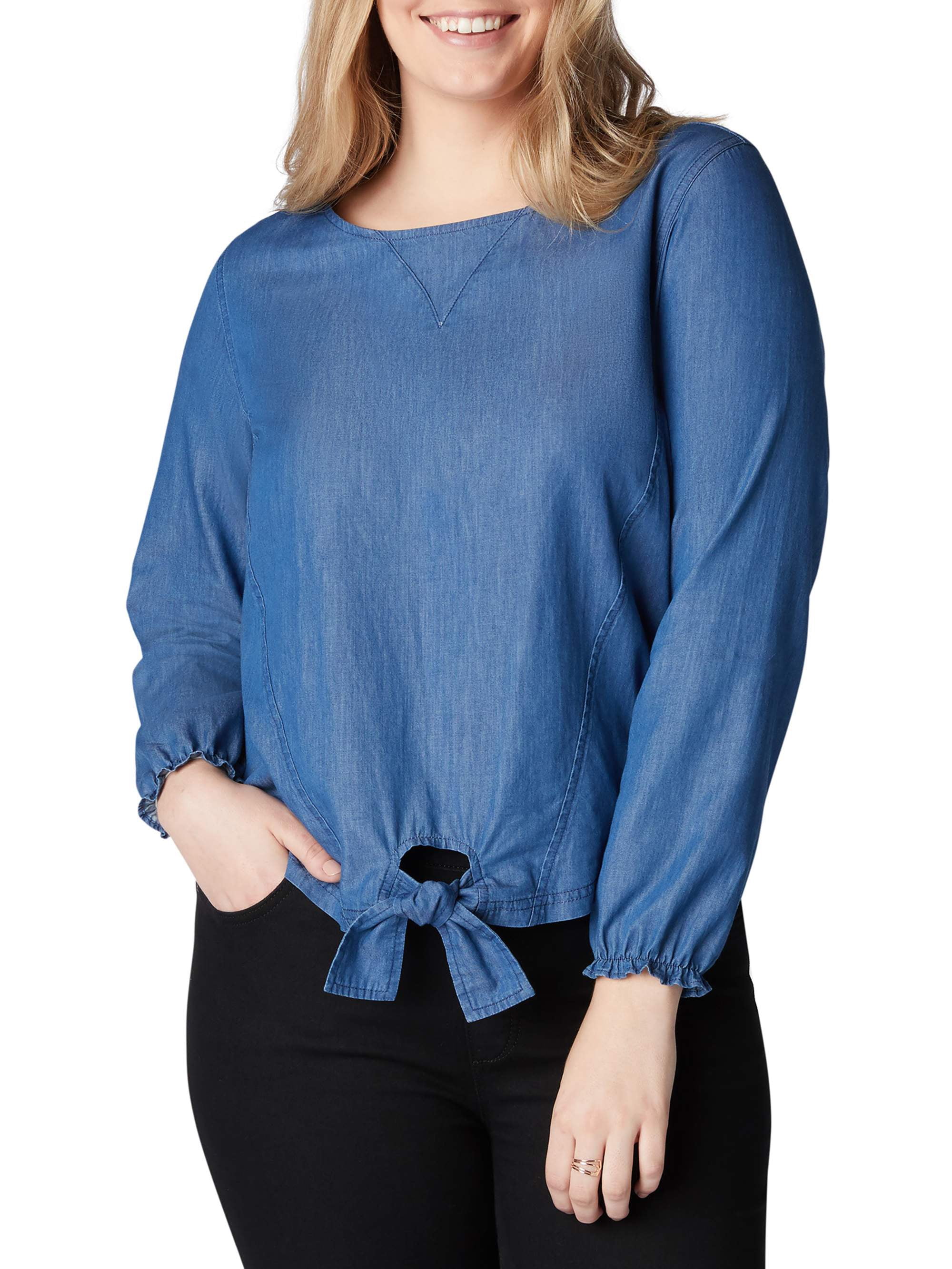 women's tie front denim shirt