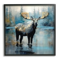 Stupell Industries Abstract Moose Painting Animals & Insects Painting Black Framed Art Print Wall Art, 24 x 24