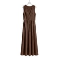 thumbnail image 3 of Puyaiuu Women Slimming V Neck Sleeveless Solid Maxi Dress With Side Pockets Casual Daily Sundress Coffee XXL Gift, 3 of 6