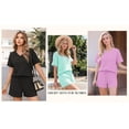 thumbnail image 3 of MOYIKO Women 2 Piece Shorts Set 2026 Casual Summer Cruise Outfits Ribbed Loose Matching Lounge Sets, 3 of 7