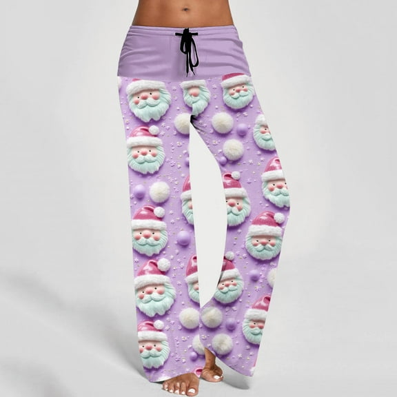 Ofreoo Christmas Linen Pants For Women High Waisted Pants Drawstring Elastic Business Casual Pants Loose And Comfortable Commuting Pants With Pockets