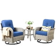 thumbnail image 6 of XIZZI 3-Piece Patio Furniture Set High Back Patio Conversation Chairs Set Outdoor Swivel Glider Rocker Chairs Wicker Outdoor Rocking Swivel Chairs with Side Table for Porch, Navy Blue, 6 of 11