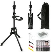 Wig Stand Tripod with Adjustable Height Mannequin Wig Stand with Tray Metal Wig Stand for Hair Extension Training in Beauty Salons