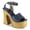Blue, variant on YDN Women's Open Toe Platform Sandals Wooden Block High Heels with Adjustable Ankle Buckle Strap Daily Casual Outfit Party Shoes Size 7 Brown