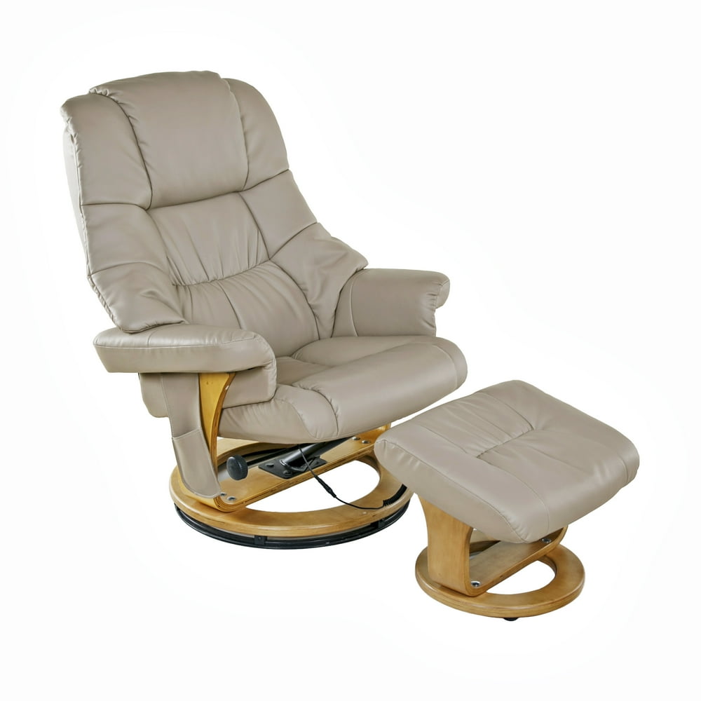 Comfort Products Small PU Leather Massage Heated Recliner with Ottoman, Beige - Walmart.com 