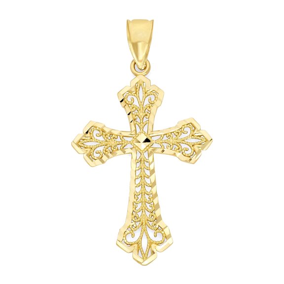 Ice on Fire Jewelry Cross Necklace Pendants 14k Gold, Diamond Cut Jewelry