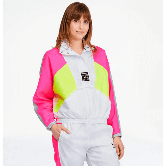 Puma Womens Retro Colorblocked Track Jacket,White,XS