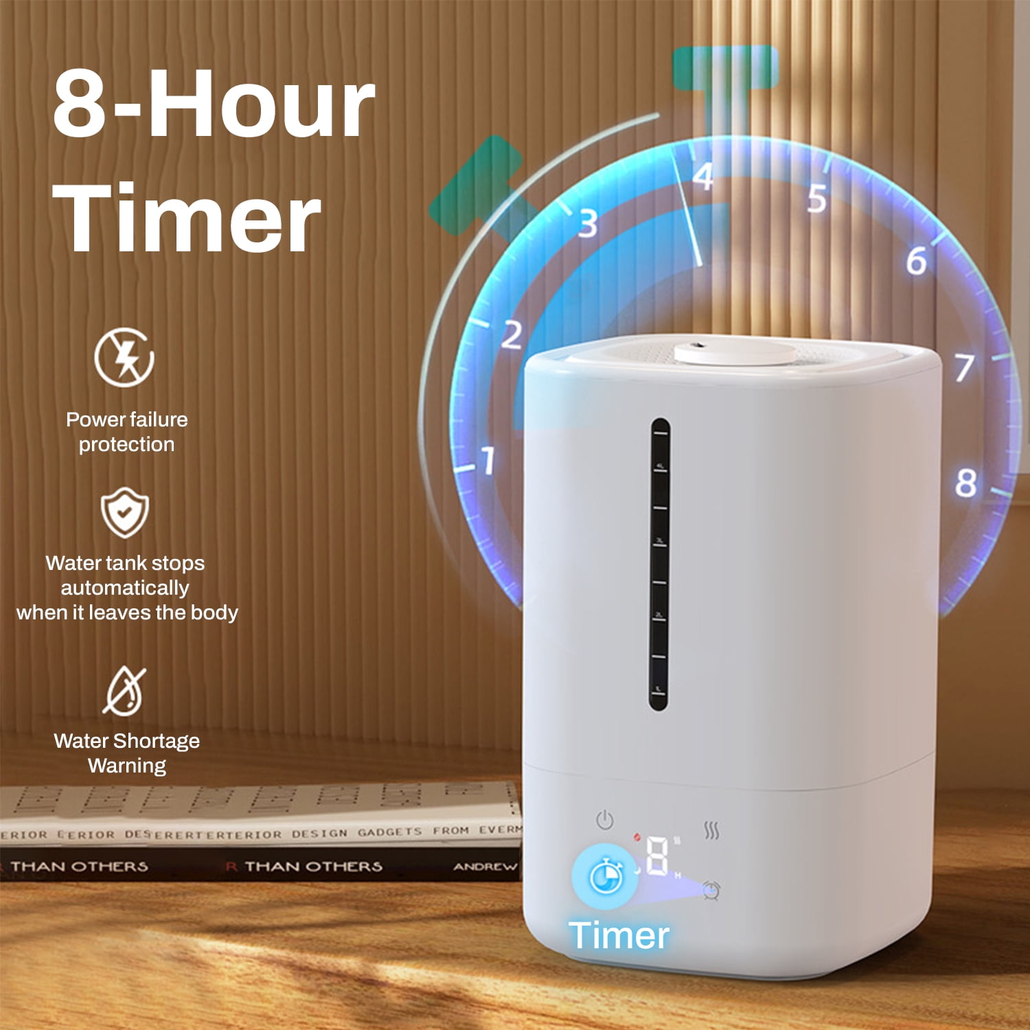 Behome Top Fill Humidifiers for Bedroom, 4.5L Water Tank, 3 Modes, Timer & Oil Diffuser, Quiet Cool Mist Air Humidifier for Home, Plants, Indoor