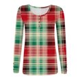 thumbnail image 5 of Stichou Fall Shirts for Women 2025 Henley Plaid Slim Fit Long Sleeve Soft Tops Casual Button Tee Fashion Clothes Green M, 5 of 5