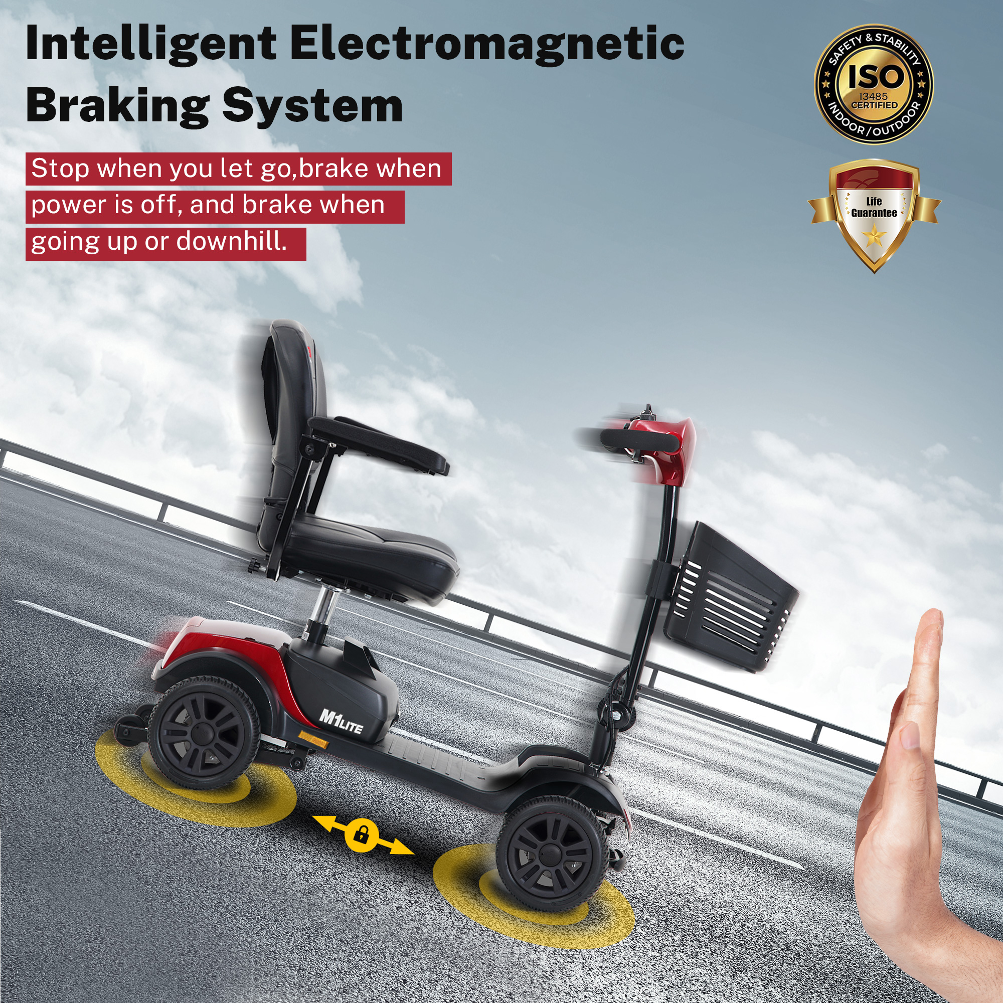 Segmart 4 Wheels Mobility Scooters for Seniors Best Gift,Foldable Wheelchair Device for Adults,Heavy Duty Medical Scooter Up to 20 Miles & 330lb Capacity, Red