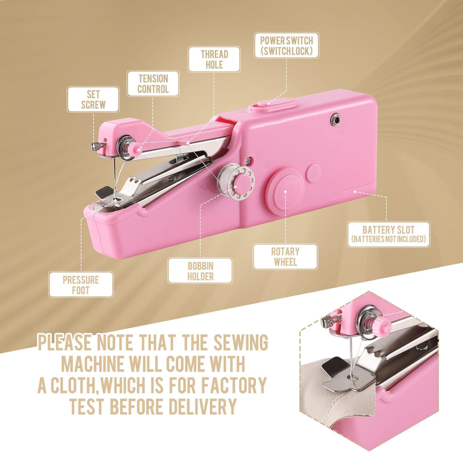 Handheld Sewing Machine for Beginners, Portable Electric Hand Held Sewing Machines Kit for Adults Kids Girls 8-12 Mini Samll Included Mannual and Accessories, Sewing Hem and Quick Stitching