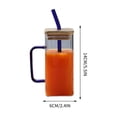 thumbnail image 3 of HCBY Glass Tumbler, Clear Drinking Glass With Lid And Straw, Unique Irregular Rim, Colored Wide Handle Design, Thick Stable Base Reusable Cup For Daily Beverage Use, 3 of 7