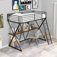 thumbnail image 2 of TOPCHANCES Twin Loft Bed with Desk Loft Bed with Ladder and Full-Length Guardrails X-Shaped Frame Bed  - Black & Brown, 2 of 21