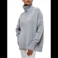 thumbnail image 3 of Suéteres de Cuello Alto para Mujer, Corte Holgado, para Otoño e Invierno. Gris Plata L, 3 of 9