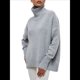 thumbnail image 3 of Suéteres de Cuello Alto para Mujer, Corte Holgado, para Otoño e Invierno. Gris Plata L, 3 of 9