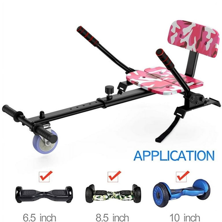LIEAGLE Hoverboard Go Kart Seat Attachment with Adjustable Frame Length for Kids Adults Fits 6.5 8 10 Self Balancing Scooter Camouflage Pink