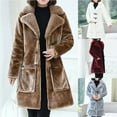 thumbnail image 6 of Lovskoo Womens Winter Coats Faux Fur Jacket Thick Warm Long Sleeve Open Front Outerwear Solid Blouse Coat Tops Button Overcoat Claret, 6 of 6