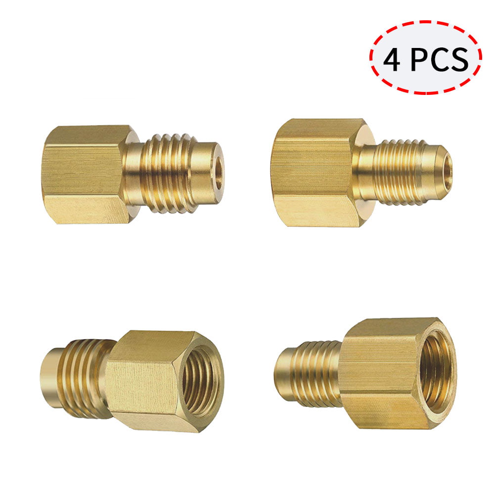 3 Pieces Refrigerant Opening Valve Top Style Metal 1/4 Flare Female to 1/2 Male 
