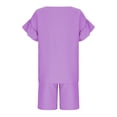 thumbnail image 3 of Grblisyd Girls Summer Outfits 2 Piece Solid Color Sets Ruffle Sleeve Top and Elastic Waist Shorts Lightweight Casual Activewear, 3 of 6