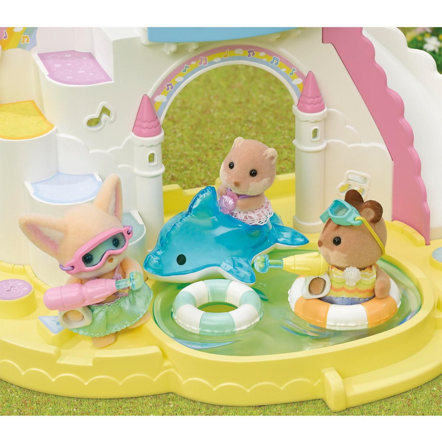 Calico Critters Nursery Friends - Pool Fun Trio, Set of 3 Collectible Doll Figures With Accessories, 3 Doll Figures & Accessories