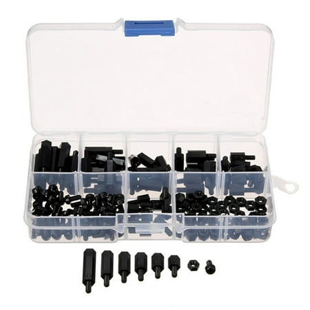 

180Pcs Nylon Screw Nut Stand-off Set Plastic Accessories (Black)