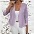 thumbnail image 6 of Casual Jackets for Women 3/4 Sleeve Solid Color Lapel Cardigan Casual Business Commuting Wear Spring Fall Outfits (XL, Purple), 6 of 6