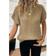 thumbnail image 2 of Women's Pale Khaki Turtleneck Textured Short Sleeve Sweater - [ZhiHiMeRi] | (US 12-14)L, 2 of 8