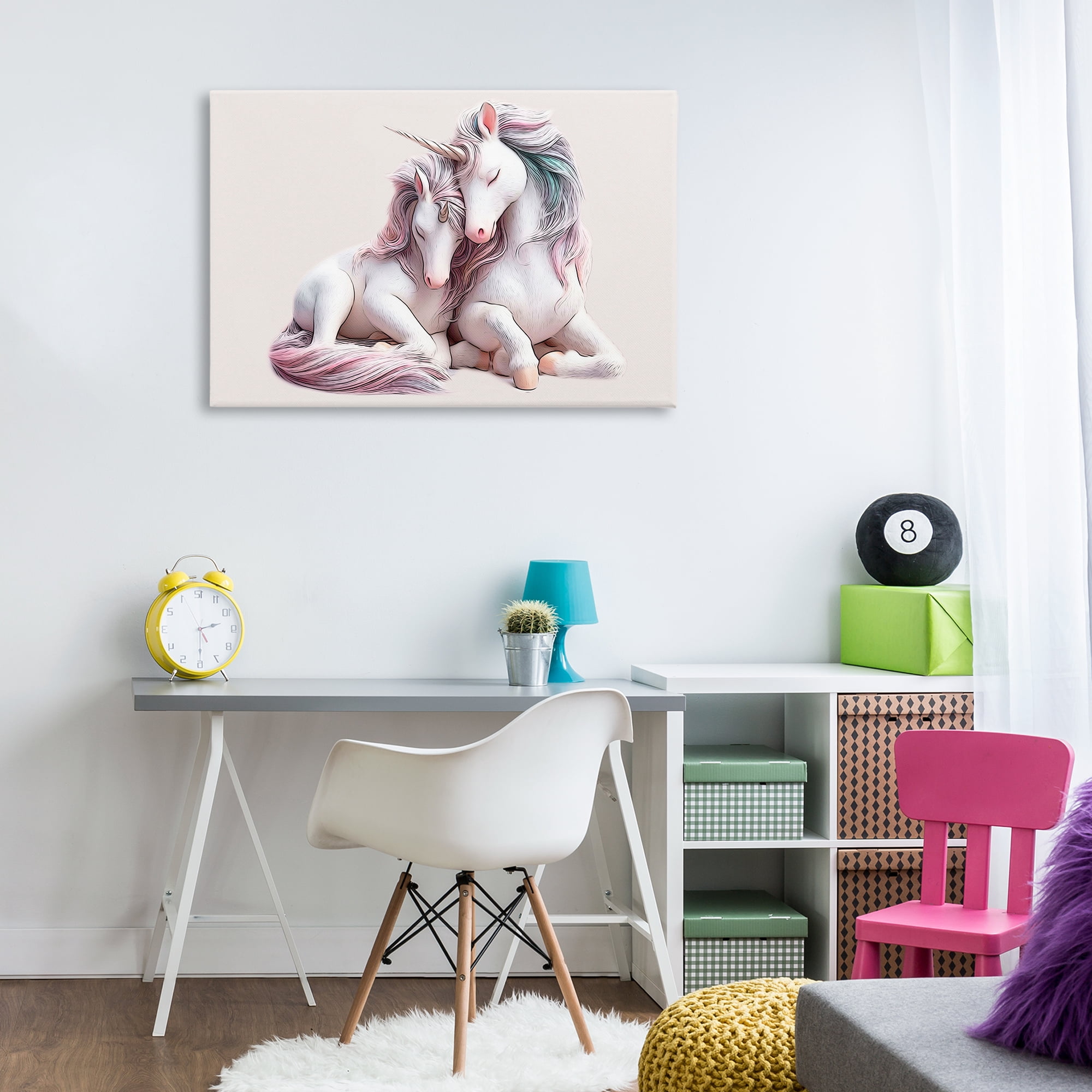 Stupell Industries Hugging Unicorn Pair Animals & Insects Painting Gallery Wrapped Canvas Art Print Wall Art, 36 x 24