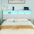 thumbnail image 2 of Greenstell Full Size Adjustable Storage Headboard Only - Modern Upholstered Head Board with LED Lights, Charging Station & Soft Padding, White, 2 of 7
