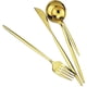 thumbnail image 5 of Zhuge Juego de cubiertos de 24 piezas: juego de cubiertos reutilizables de acero inoxidable con tenedores, juego de cubiertos con acabado pulido (juego de 6, dorado), 5 of 5