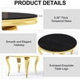thumbnail image 4 of Round Glass Dining Table, S-Shaped Stainless Steel Legs, 47" Black Mirrored Tempered Glass Top, for Dining Rooms & Apartments, 4 of 7