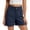 #Navy, variant on Women's High Waist Single Button Pleated Cuffed Hem Dressy Casual Suit Shorts with Pockets,Blue,Women's Plus Size L
