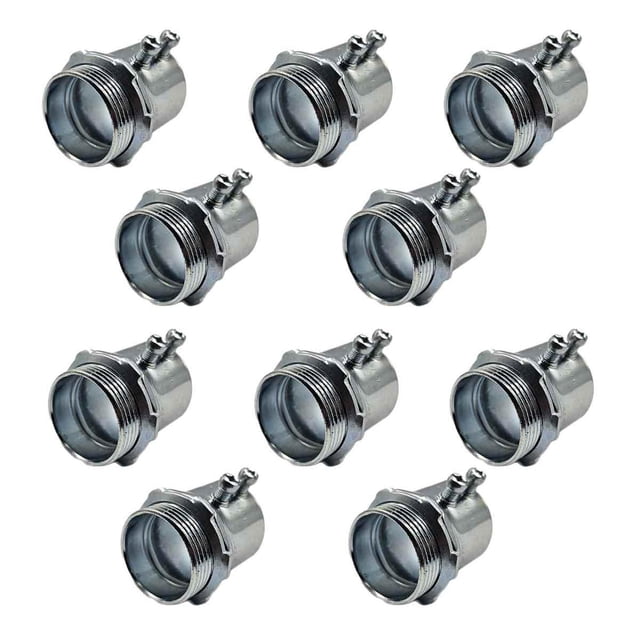 10 Pzs Conector Para Tubo EMT Acero Galvanizado 1 1/4 Pulg plateado 1 1/4 pulgadas