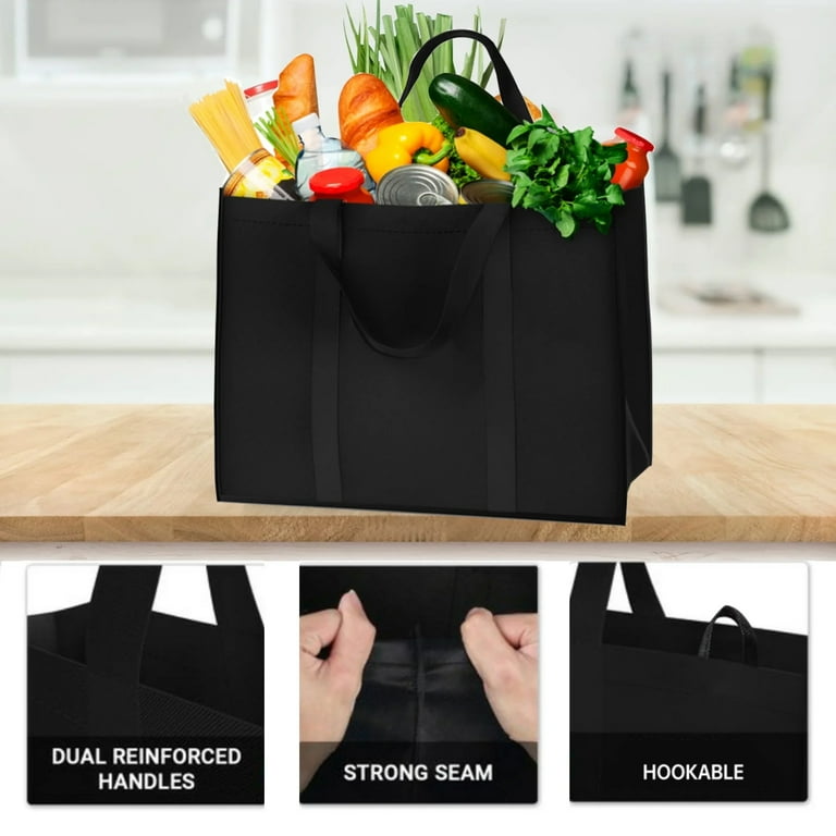 Fixdono 3 Pack Reusable Grocery Bags Foldable Shopping Cart Bags Washable Large Storage Reusable Bags Grocery Tote Bag with Reinforced Handles Thick
