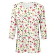 thumbnail image 4 of SOOMLON 3/4 Sleeve Shirts for Women Petite Tunic Cotton Tops Casual Crew Neck Shirts Funny Floral Graphic T Shirts 2025 Trendy Spring Summer Ladies Tops Loose Fit Y2k Basic Outfits Pullover Pink XL, 4 of 4