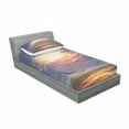 thumbnail image 3 of Ambesonne Landscape Fitted Sheet & Pillow Sham Set, Beaming Sun Clouds, Full, Blue Orange, 3 of 3