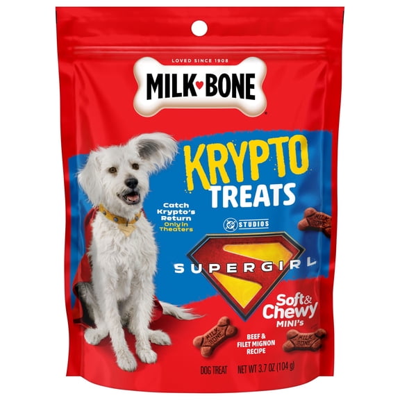 Milk Bone Krypto Treats, Limited Edition Soft & Chewy Mini’s Dog Treats, Beef & Filet Mignon Recipe, 3.7 oz Bag