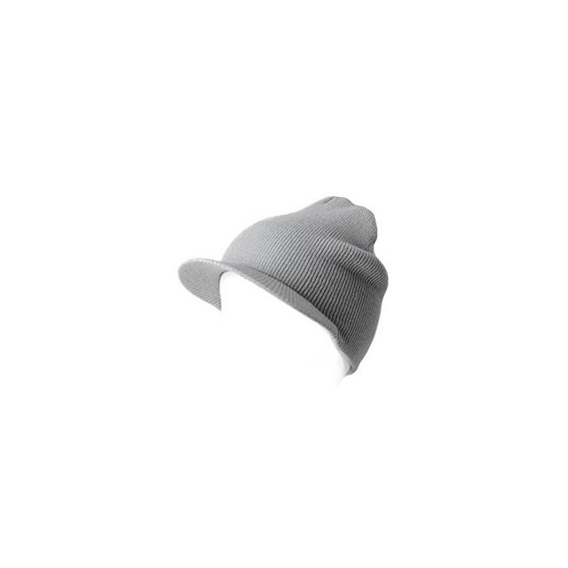 New Cuffless Acrylic Beanie Visor, Lt Grey