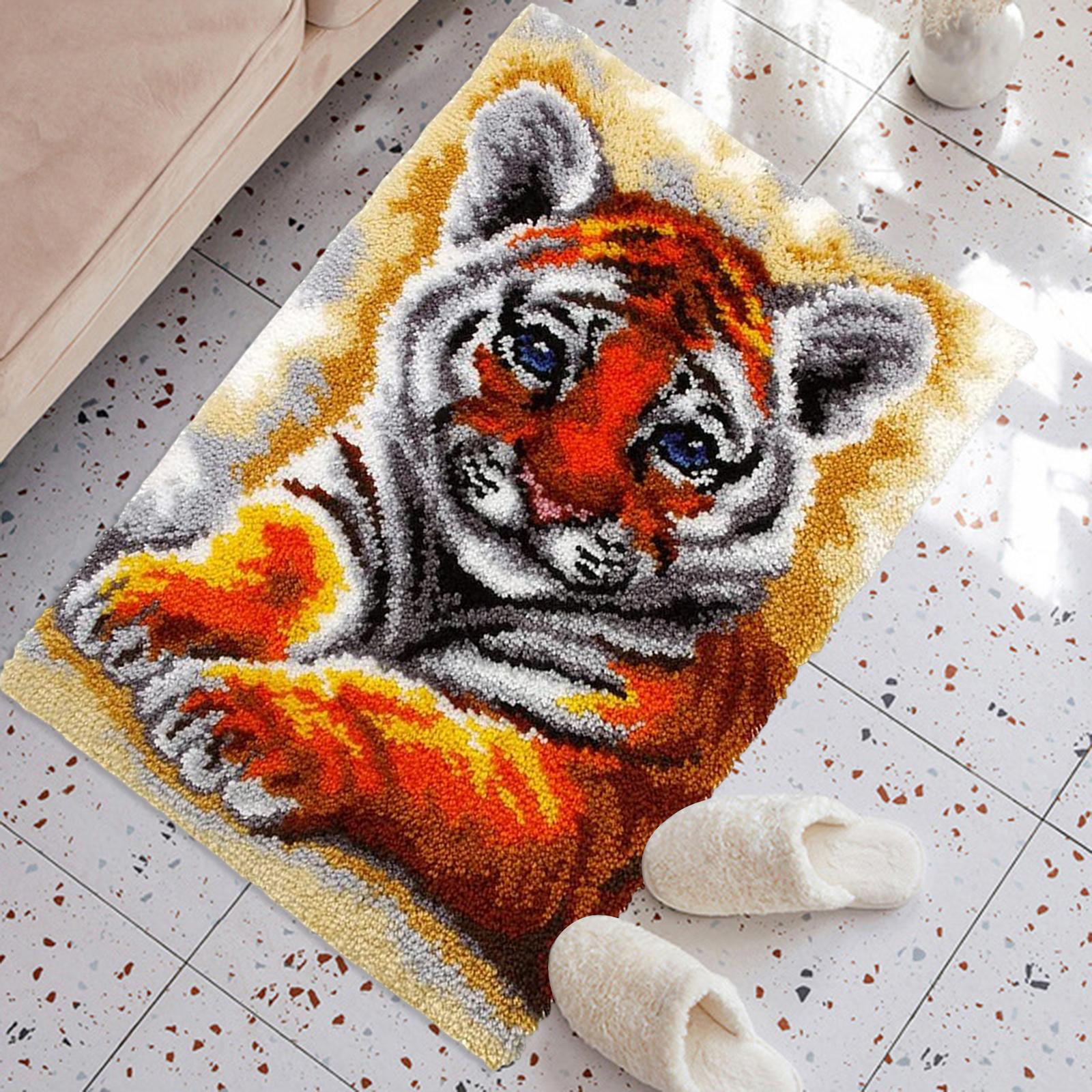 Latch Hook Kits for Adults - Cats Welcome Rug Kits 24x16 in, DIY Latch Hook Rug Kit, Cross Stitch Rug Making Kit, Carpet Making Crochet Kits